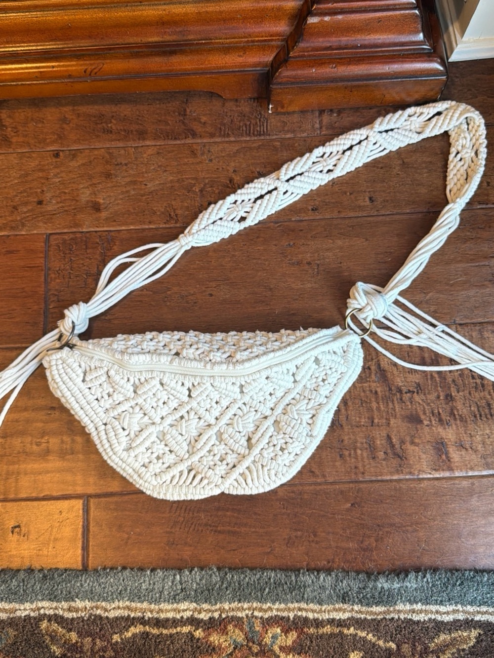 Antik Kraft Handwoven Macramé Crossbody Bag - Cream